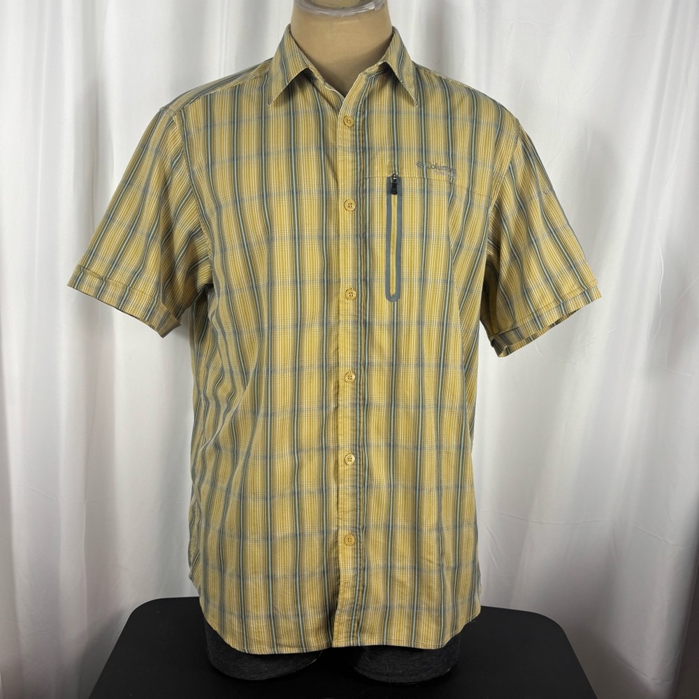 Columbia Titanium Shirt Mens Large Yellow Plaid Button Down Hiking Trail L